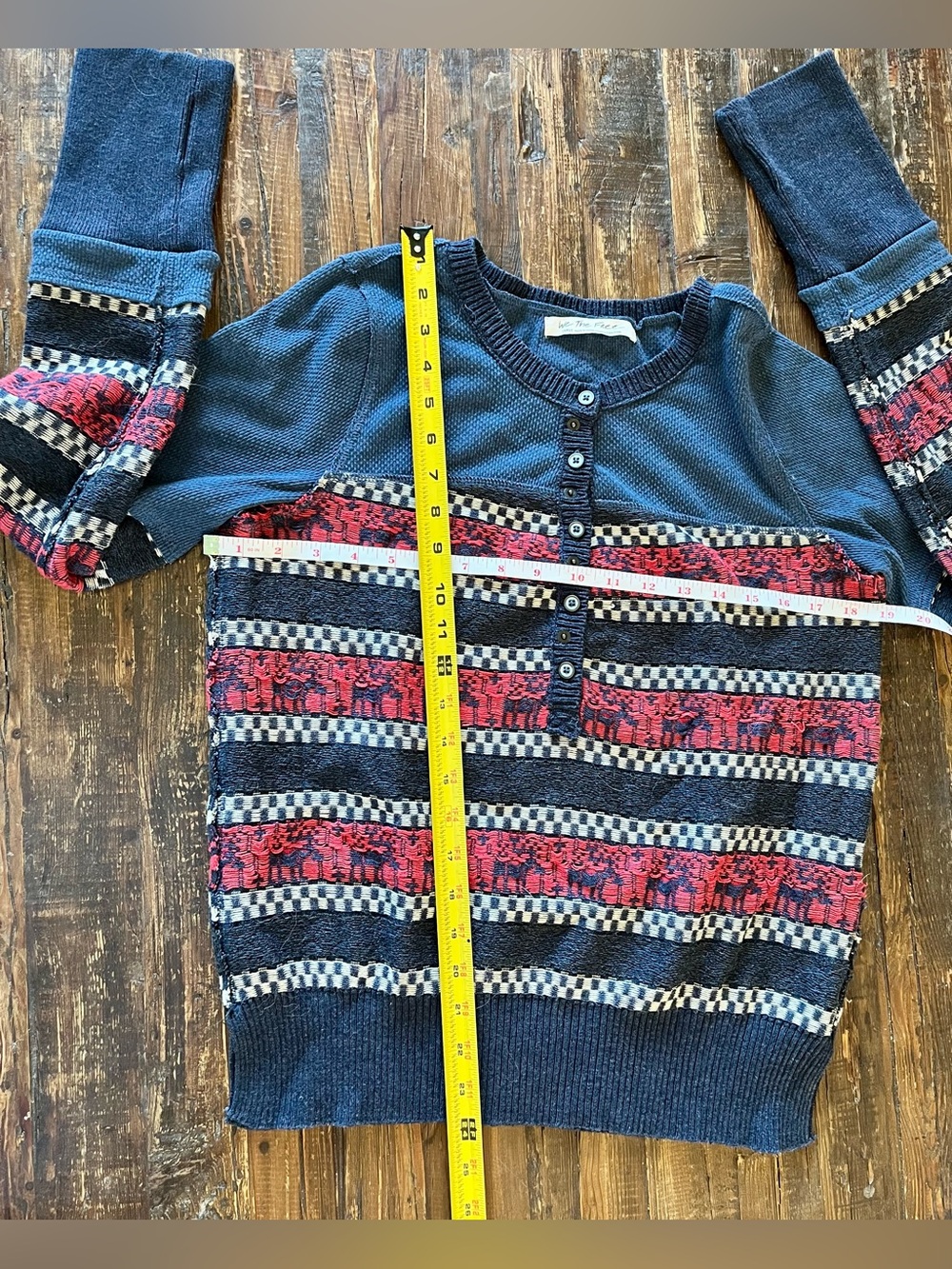 Free People We The Free To The Woods Thermal Henley Sweater in Boy Combo Sz *M/L - Picture 6 of 8